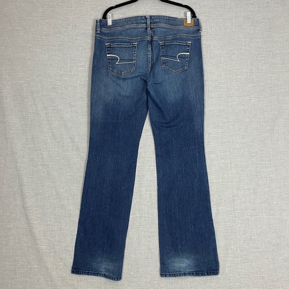 American Eagle Original Boot Stretch Jeans Sz 14 Long Factory Fade - Picture 3 of 10